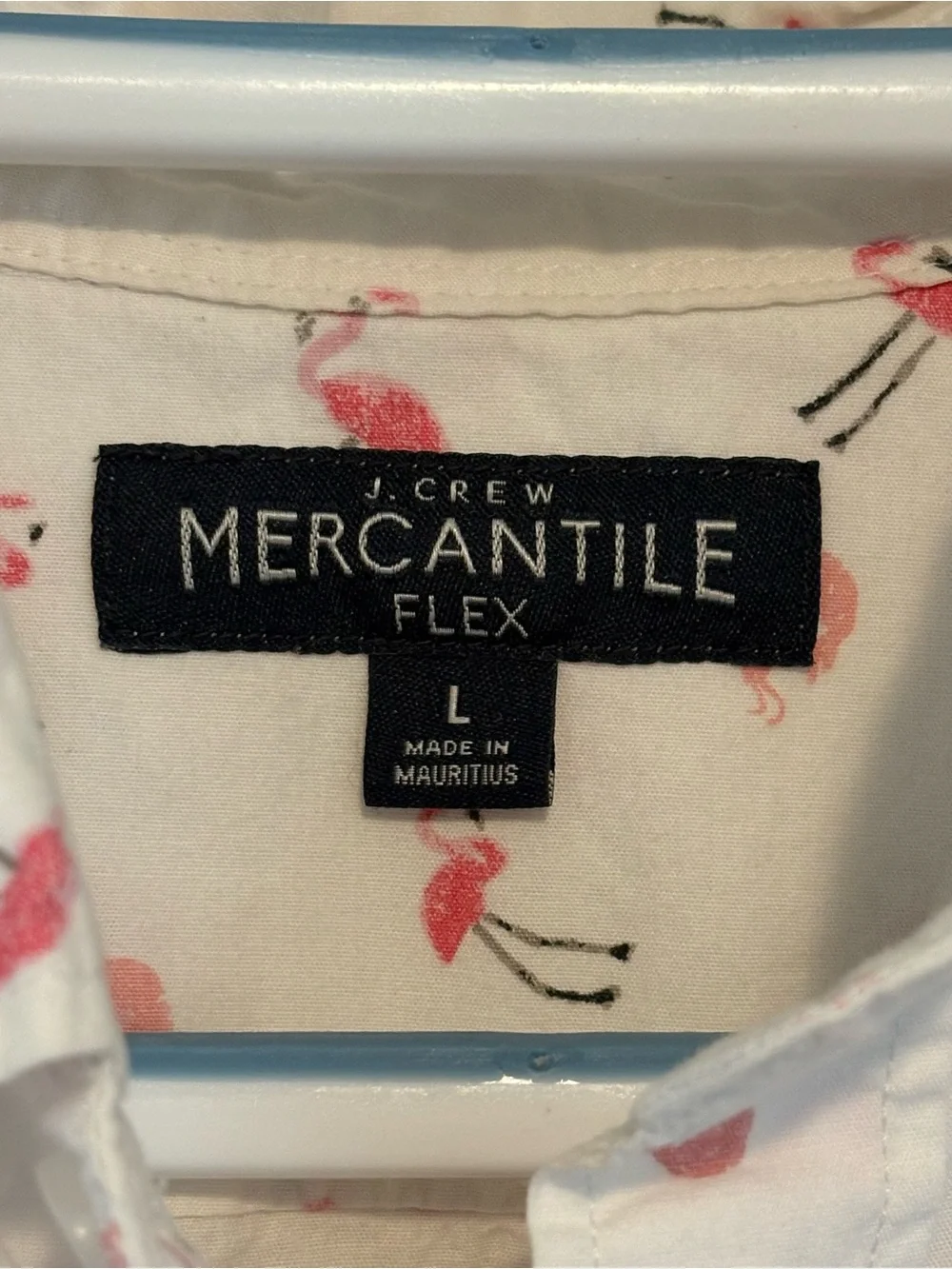 J Crew Mercantile Flex Flamingos Shrimp Short Sleeve Button Down Shirt size L